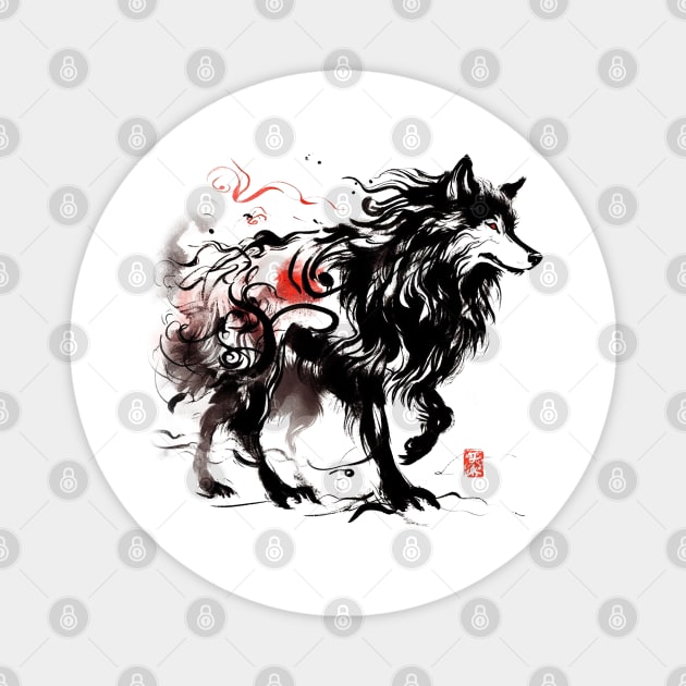 Chinese Style Ink Wolf Magnet by T-Shirt Paradise